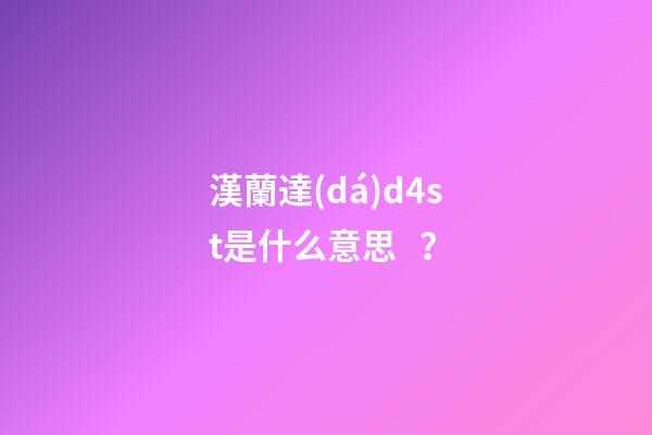 漢蘭達(dá)d4st是什么意思？